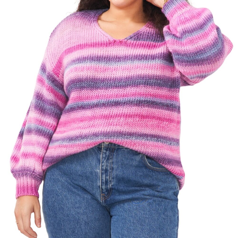 VINCE CAMUTO PLUS SIZE SWEATER. SOFT KNIT  PINK BERRY HIBISCUS 2X.